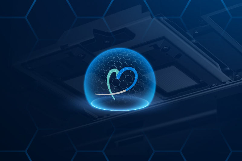 Logotipo de Roland DG Care sobre fondo azul