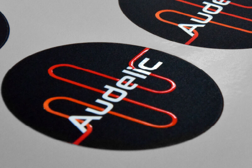 close up of a sticker showing embossed gloss effect