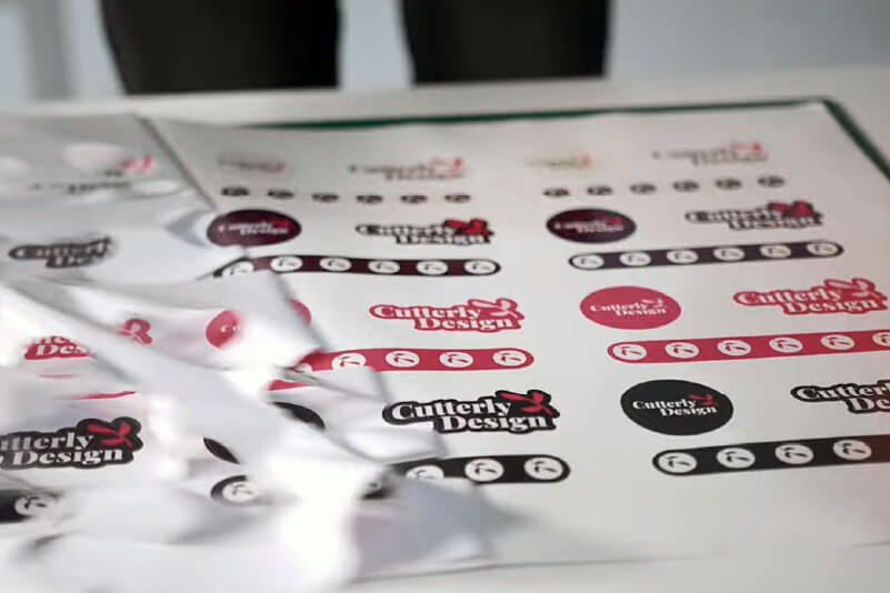 pelar una hoja de pegatinas impresas y cortadas